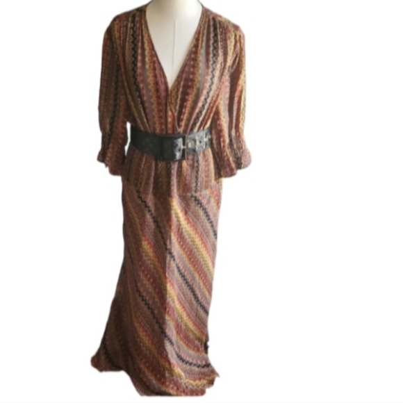 Du Per Due vintage brown maxi  Silk dress size 16 - Picture 10 of 10